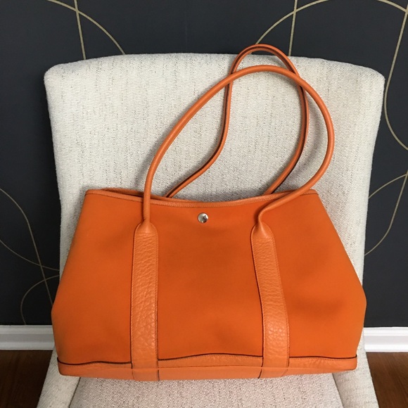 Authentic HERMES Garden Party tote PM orange canvas - Picture 3 of 15